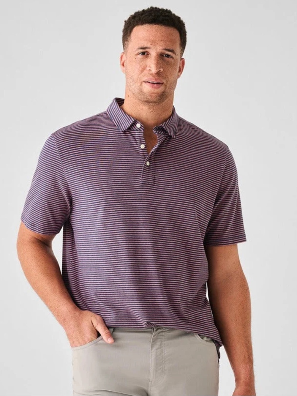 Faherty Movement Short-Sleeve Polo in Spring Storm Stripe